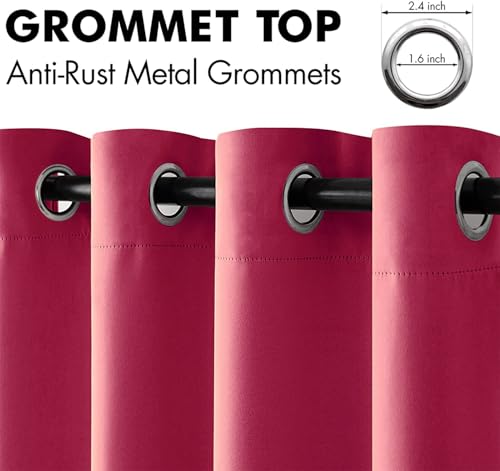 Hot Pink Blackout Bedroom Curtains Drapes 84 Inch Long 52"x84" (Hot Pink / 52"W x 84"L (Pack of 2))