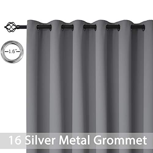 Grey Room Darkening Curtains 84 inch Gray Sliding Door Drapes (Grey / 100"W x 84"L (Pack of 1))