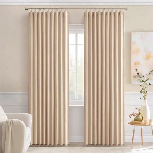 Beige Back Tab Blackout Curtains 52x84 Inch Length 2 Panels Set (Beige / 52"W x 84"L (Pack of 2))