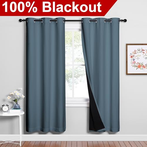 Smoky Blue Full Shade Curtain Panels (Smoky Blue / 37"W x 70"L (Pack of 2))