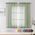 Sage Green Sheer Curtains 63 inch Length 2 Panels Set for Farmhouse Kitchen Room (40"W x 63"L (Pack of 2) / Sage Green)