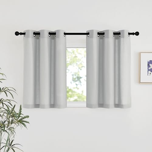Linen 36 inch Curtains for Kitchen Window (Grey / 42"W x 36"L (Pack of 2))