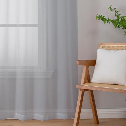 Light Grey Sheer Curtains 120 Inches Long (Light Grey / 42"W x 120"L (Pack of 2))