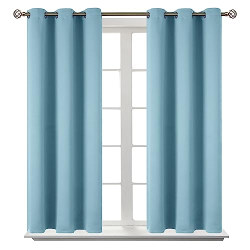 Short Curtains for Small Window 45 Inch Long (Greyish Blue / 38"W x 45"L (Pack of 2))