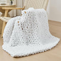 Chunky Knit Throw Blanket for Couch (White / 40"x40" (Small Size Throw）)