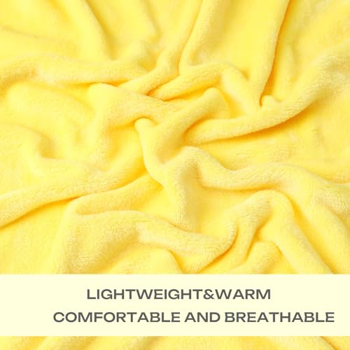 Yellow Fleece Plush Throw Blanket 50"x60"for Couch Sofa Fuzzy Cozy Flannel (Yellow / Throw(50"×60"))