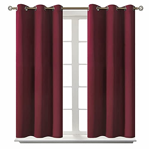 Short Curtains for Small Window 54 Inch Long (Burgundy / 38"W x 54"L (Pack of 2))