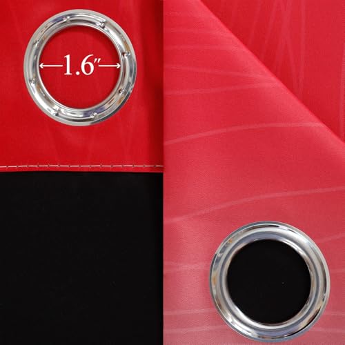 Red and Black Ombre Blackout Bedroom Curtains 36 Inch Long (Black and Red / 52"W x 36"L (Pack of 2))