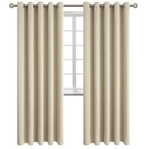 Beige Room Darkening Curtains 84 Inch for Living Room (Beige / 70"W x 84"L (Pack of 2))