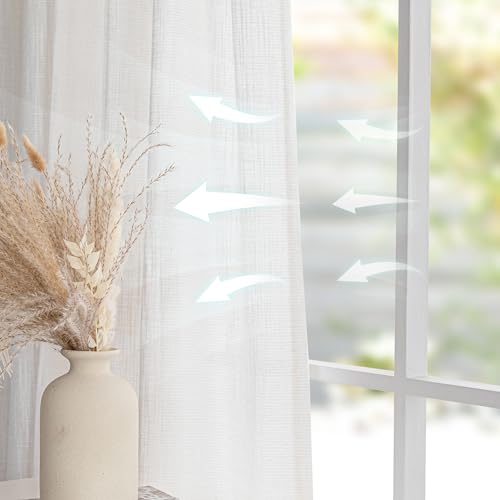 Natural Linen Living Room Curtains (100"W x 95"L (Pack of 1) / Beige White)