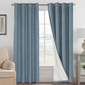 100% Blackout Linen Curtains 84" L 2 Panels Stone Blue (Stone Blue / 52"W x 84"L (Pack of 2))