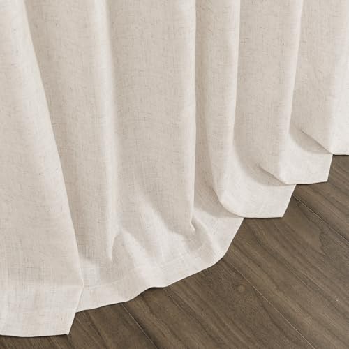 Extra Long Curtain 108 inches Long 2 Panels Set Back Tab Beige Linen Drapes for Living Room Neutral Farmhouse Light Filtering Semi Sheer Linen Curtains 108 inch Length for Large Window Tan 9 FT (52"W x 108"L (Pack of 2) / Linen)