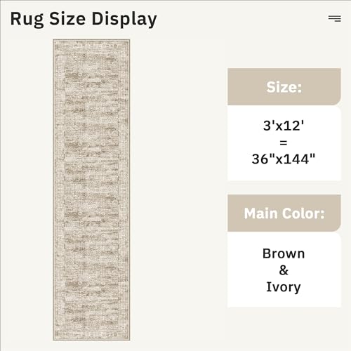 Washable 3x12 Hallway Runner Rug Non (Brown / 3' x 12' (Runner))
