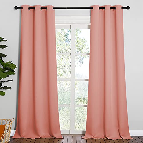 Coral Room Darkening Curtain Drapes (Coral / 42"W x 95"L (Pack of 2))