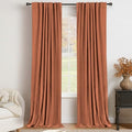 Faux Linen Total Blackout Curtains for Bedroom 108 Inch Long Burnt Orange (Maple | Burnt Orange / 50"W x 108"L (Pack of 2))