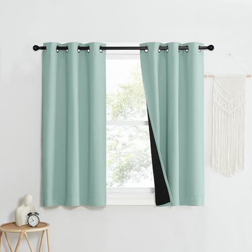 Aqua Blue 100% Blackout Curtain Set (Aqua Blue / 37"W x 50"L (Pack of 2))