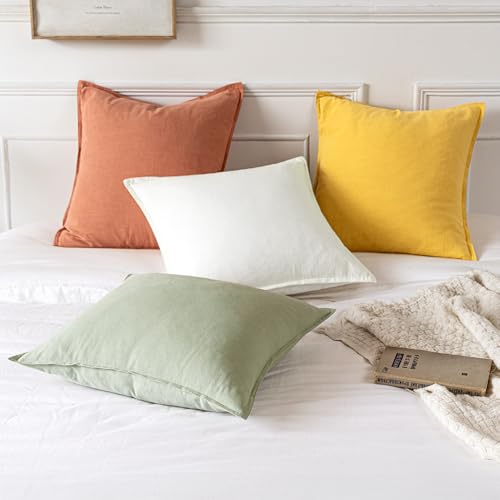 Decorative Linen Pillow Covers 18x18 Inch Light Green (Light Green / 18" x 18" (Pack of 2))