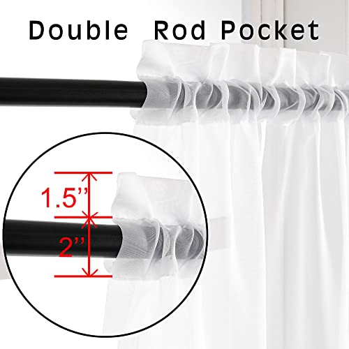 White Sheer Curtains 90 Inches Long 2 Panels (White / 42"W x 90"L (Pack of 2))