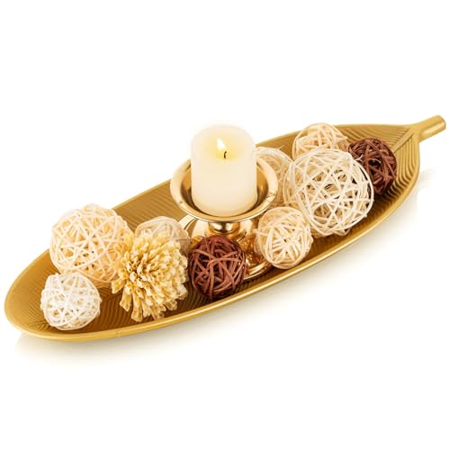 Decorative Trays for Home Decor (16"x5.9"x1.2" / Gold)