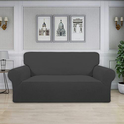 Stretch Oversized Loveseat Couch Covers Washable Dark Gray (Medium-XL Loveseat / Dark Gray)