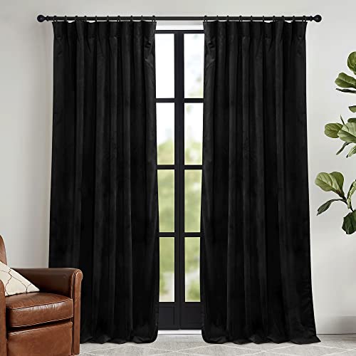 Black Velvet Blackout Curtains 96 inches for Bedroom Living Room (Black / 52"W x 96"L (Pack of 2))