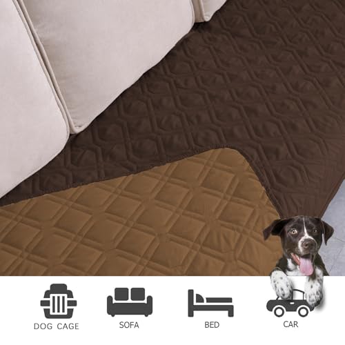 Waterproof Dog Bed Cover Pet Blanket for Furniture Bed Couch Sofa Reversible (82x102 Inch (Pack of 1) / Chocolate+camel)