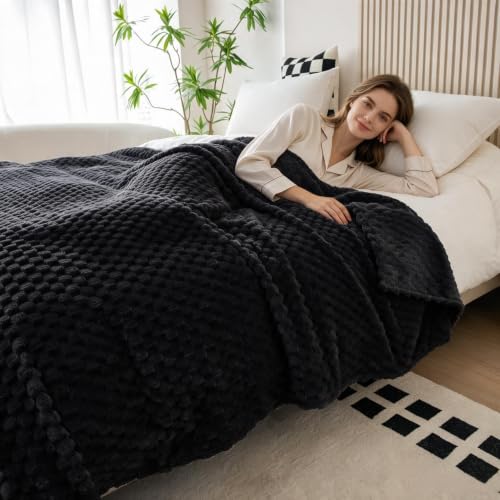 3D Fleece Twin Size Blanket for Bed (Black / Twin ( 60x80 IN ))