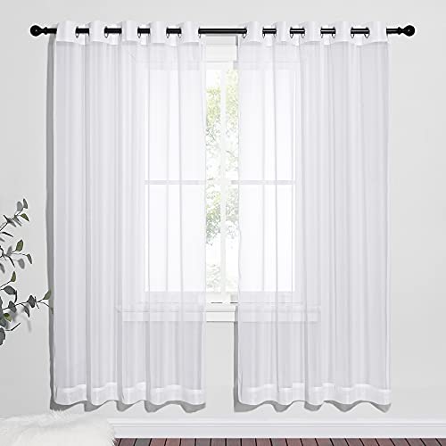 Sheer Window Curtains for Bedroom (Ivory / 70"W x 72"L (Pack of 2))