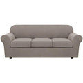 4 Piece Stretch Sofa Covers for 3 Cushion Couch Covers for Living Room Furniture Slipcovers (Large / Taupe)