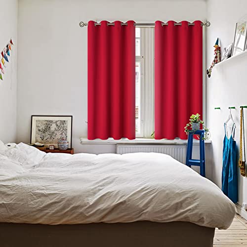 Room Darkening Curtains 45 Inches Long (Red / 52"W x 45"L (Pack of 2))