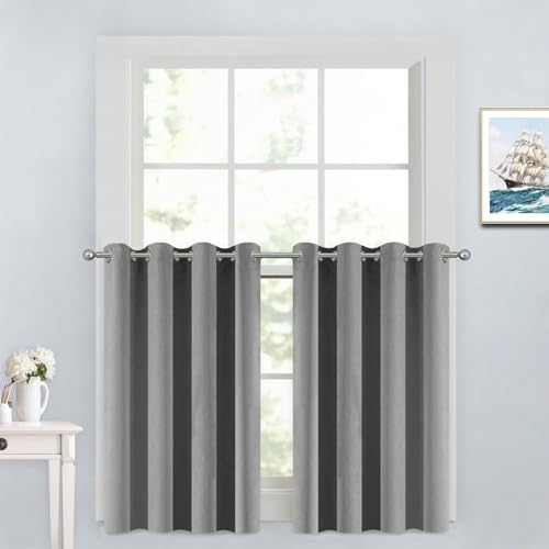 Dove Grey Room Darkening Window Curtains 52x36 Inch for Kitchen (Dove Grey / 52"W x 36"L (Pack of 2))