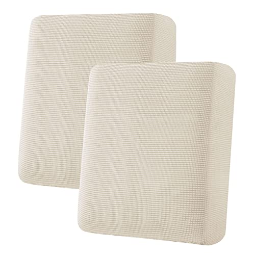 Super Stretch Individual Seat Sofa Covers Couch Slipcover Sets Thick Jacquard Textured Twill Fabric (Natural / 2 Cushion Loveseat)