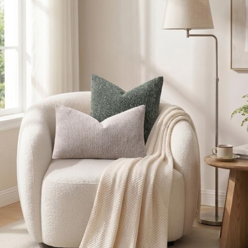 Textured Woven Throw Pillow Covers 20x20 Set of 2 Olive Green (Olive Green / 20" x 20" (Pack of 2))