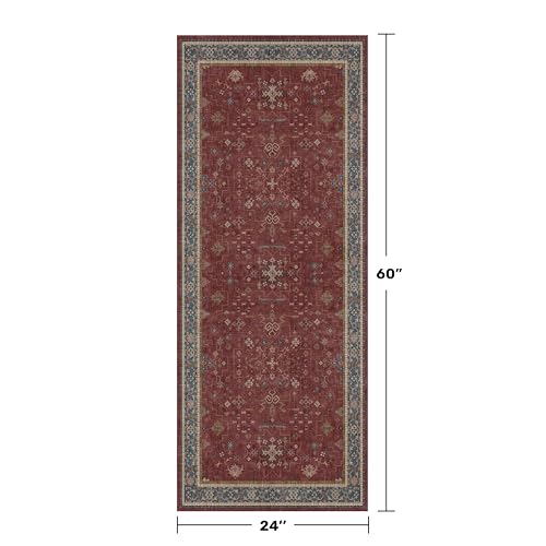 Boho 2x5 Small Kitchen Runners Rugs Non Slip (2' x 5' (Runner) / Burgundy)
