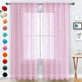 Sheer Voile Window Treatment Rod Pocket Curtain Panels for Kitchen Bedroom Living Room Drapes Sunlight Filtering Privacy Semi Home Decor Assorted (Light Pink / 52"W x 96"L (Pack of 2))