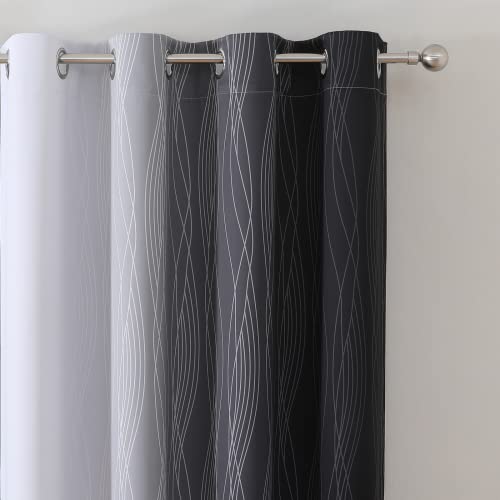 Black and Greyish White Ombre Blackout Curtains for Bedroom 52x84 Inch Long (Black and Greyish White / 52"W x 84"L (Pack of 2))