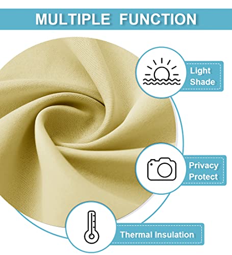 Small Window Curtains 45 inches Length for Kitchen Cafe Bathroom (Light Yellow / 42"W x 45"L (Pack of 2))