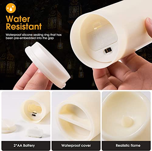 12 Pack Flameless Candles Battery Operated Waterproof Led Candles (12 Pack Ivory)
