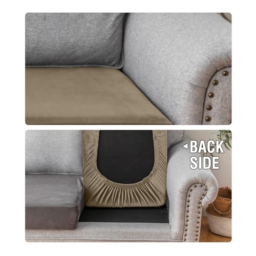 Couch Cover Stretch Velvet Sofa Cushion Cover 1 (Leather Brown / 1PC Seater or Backrest)