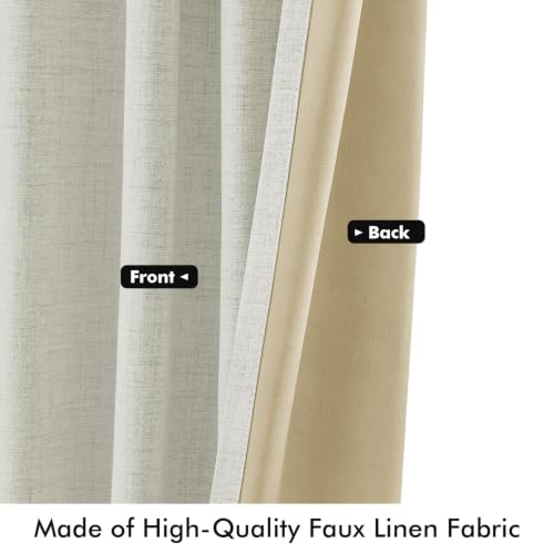 100% Blackout Linen Curtains 42 x 72 Inch Light Beige 2 Panels (Light Beige / 42"W x 72"L (Pack of 2))