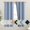 Stone Blue Vintage Linen 100% Blackout Curtains for Dining Room (42"W x 45"L (Pack of 2) / Stone Blue)