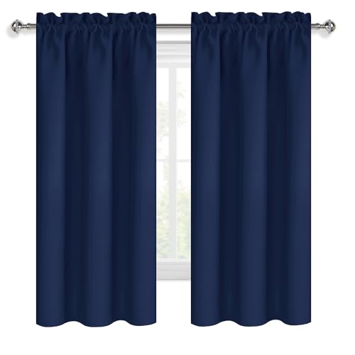 Blackout Curtains for Bedroom 38 x 45 Inch Long Navy Blue 2 Panels (Navy Blue / 38"W x 45"L (Pack of 2))