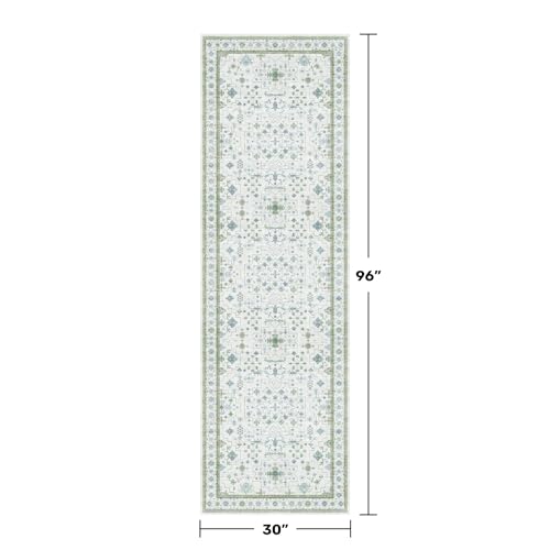 Oushak Wide Hallway Runner Rug 2'6"x8' (2'6" x 8' (Runner) / Cream Green)