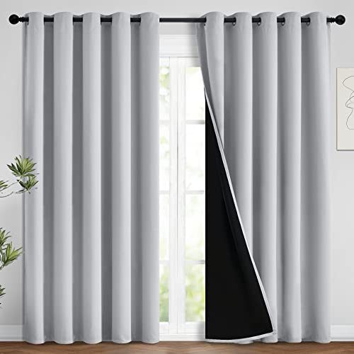 Light Grey 100% Blackout Curtains 96 Inches Long 62" Wide 2 Panel (62"W x 96"L (Pack of 2) / Light Grey)