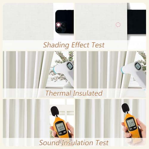 Ivory 100% Blackout Linen Curtains 108 Inch Length 2 Panels Set for Living Room Bedroom Back Tab (Ivory / 52"W x 108"L (Pack of 2))