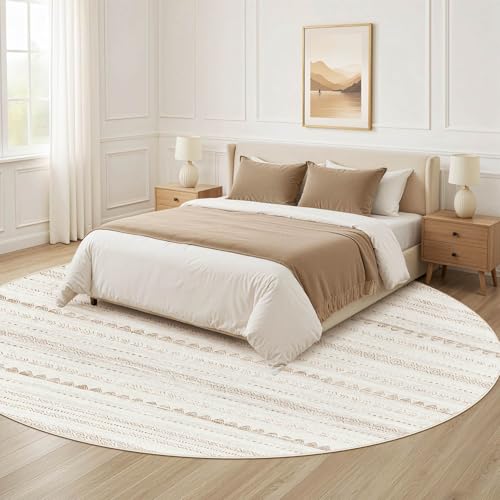 Round Rug Boho Area Rugs (Beige Brown / 4' X 4' (Round))
