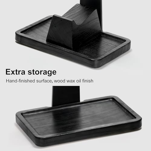 Solid Wood Headphone Stand with Controller Holder for Desk