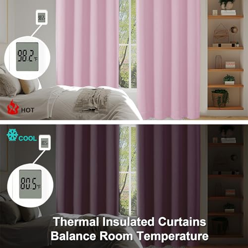 Ava Pink Blackout Curtains for Bedroom 63 Inch Length 2 Panels Set (Pink / 40"W x 63"L (Pack of 2))