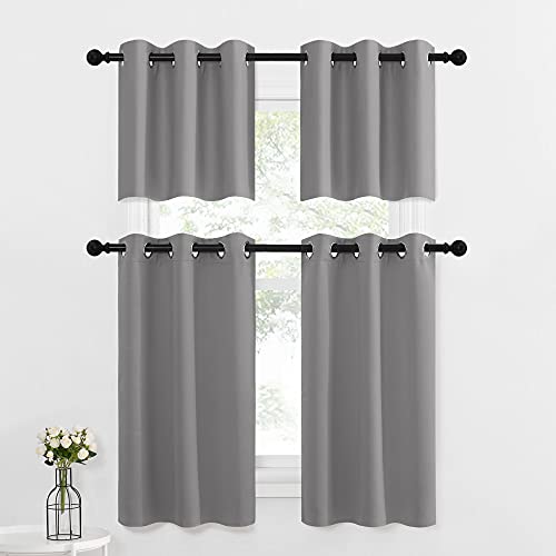 Small Curtain for Half Window Blackout for Bathroom Living Room (Silver Gray / 42"W x 36"L (Pack of 2))