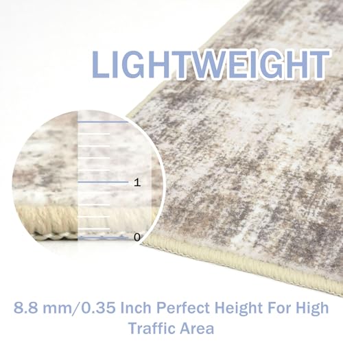 Abstract Runner Rug 2x10 Ft Washable Runners for Hallways (Gold/Yellow/Brown/Beige/White / 2' x 10' (Rectangular))
